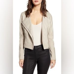 Blank NYC Beige Faux Leather Biker Jacket